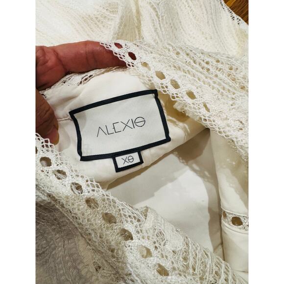 ALEXIS Guipure Lace PEARLY Ivory keyhole back Rizer Long Dress XS - Picture 3 of 16